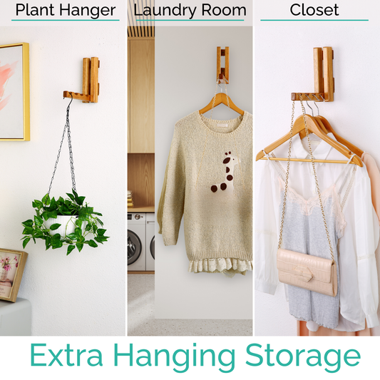 Fold Down Wood Wall Hook