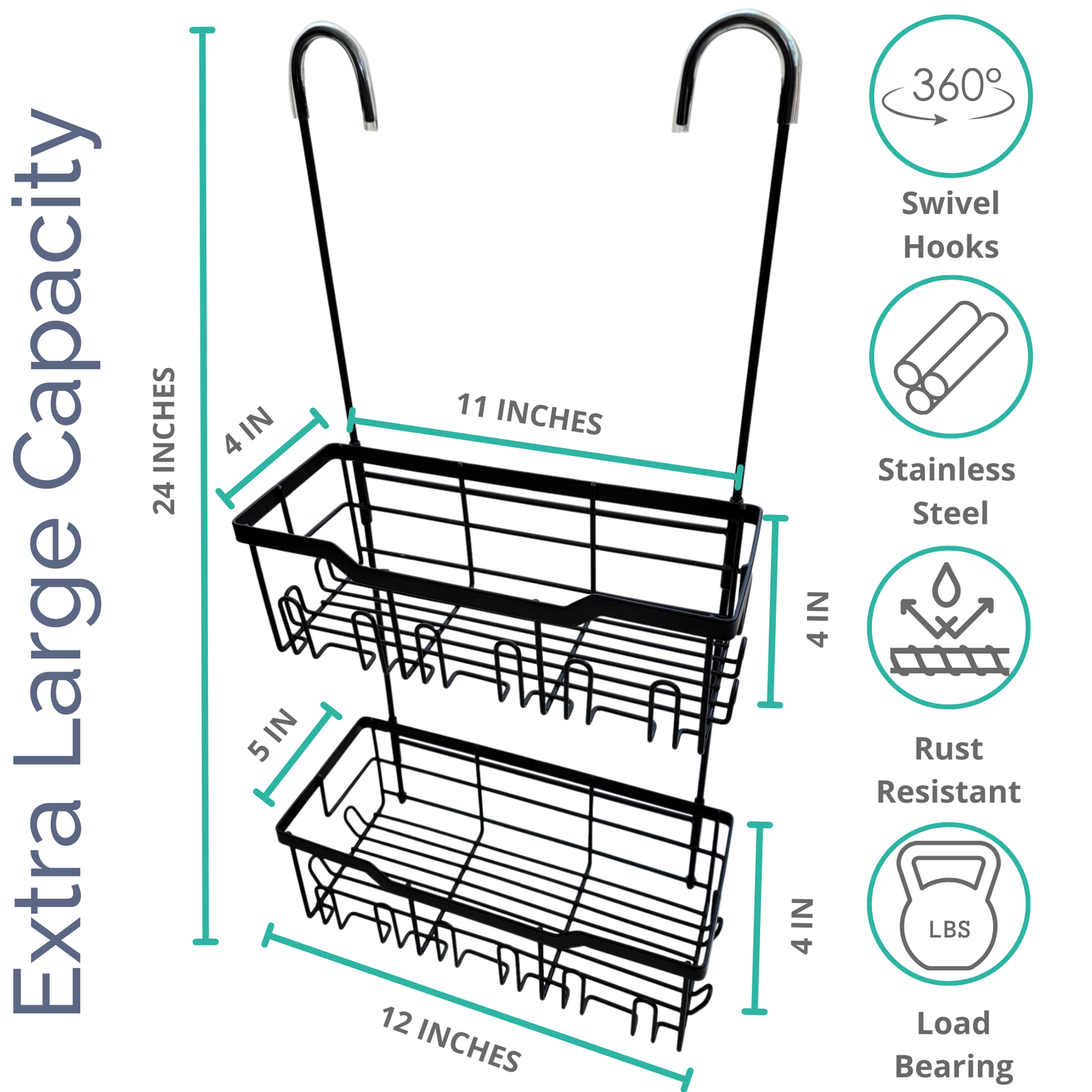 Double Tier Over the Door Hanging Shower Caddy