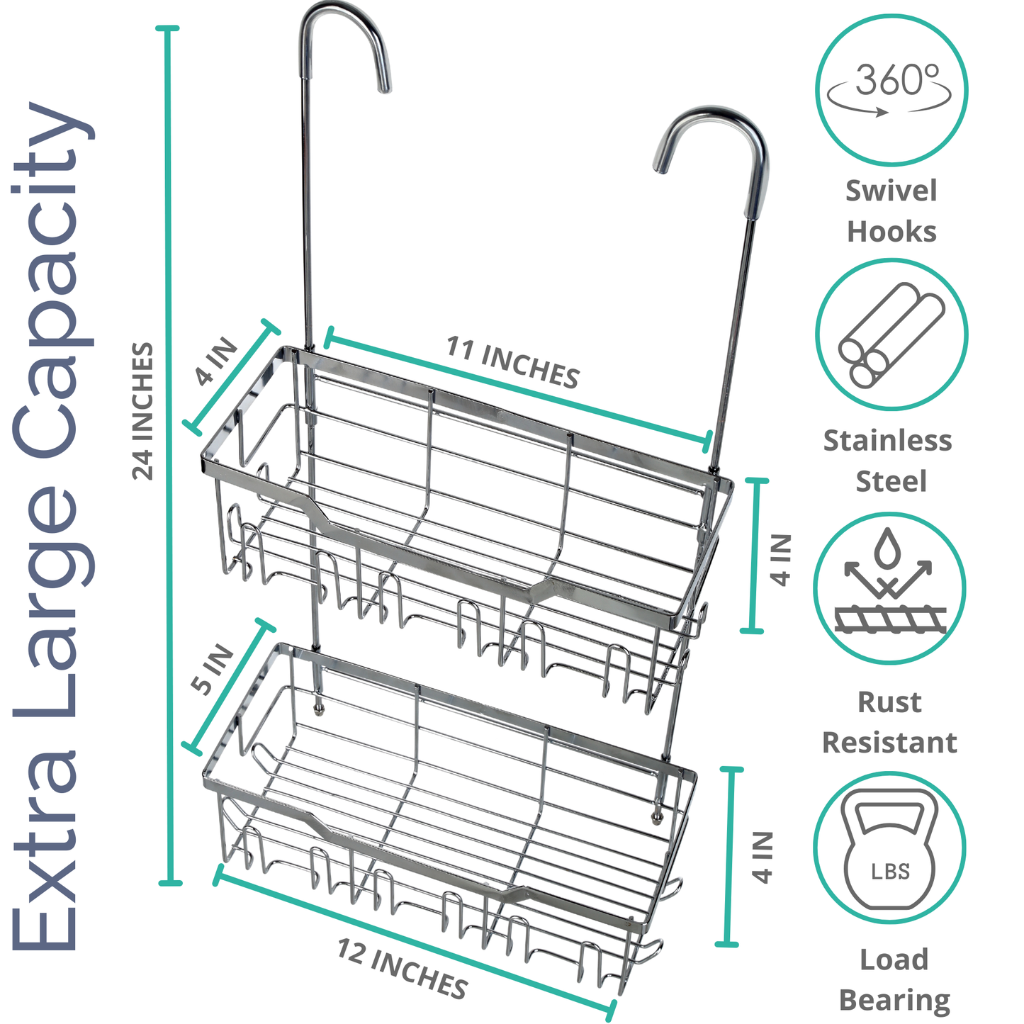 Double Tier Over the Door Hanging Shower Caddy