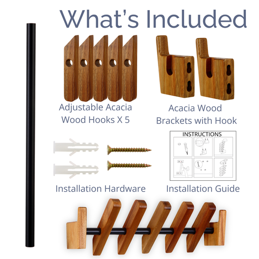 Wall Mount Coat Rack with Wooden Wall Hooks