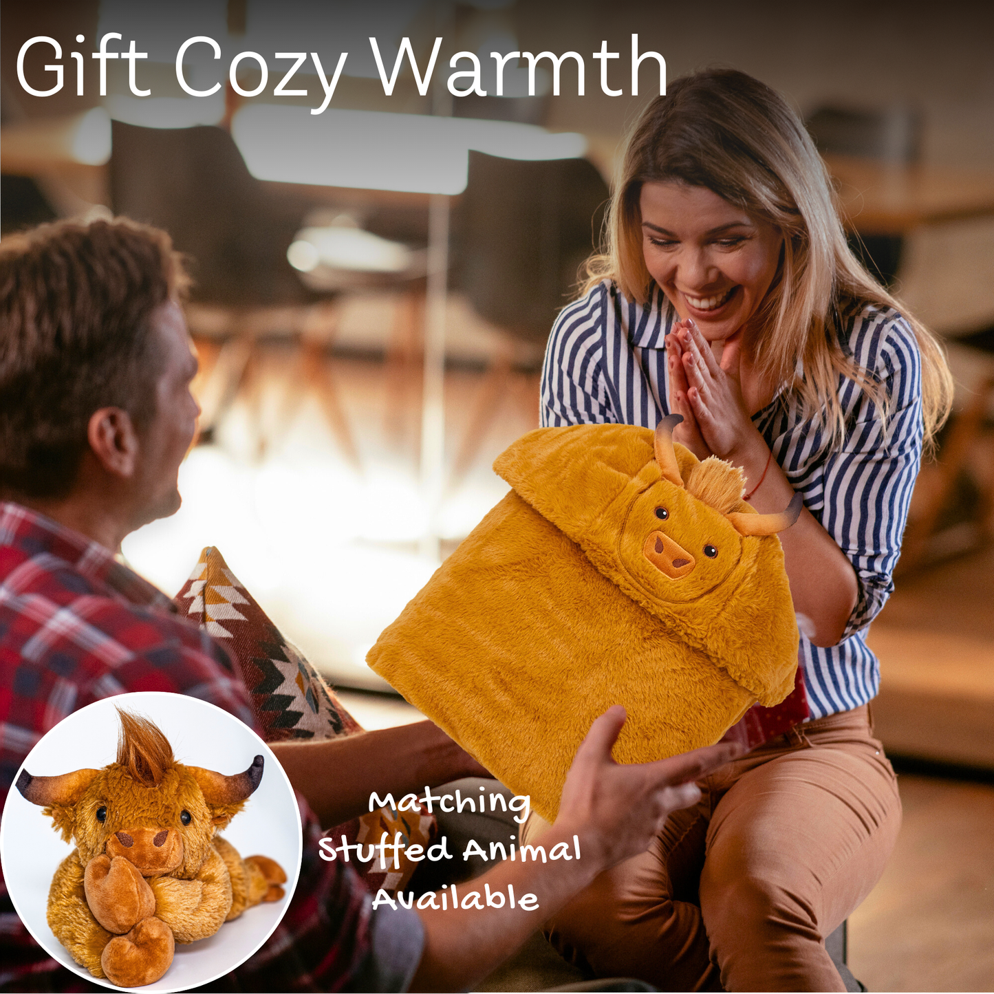 Super Soft Wearable Hooded Highland Cow Blanket