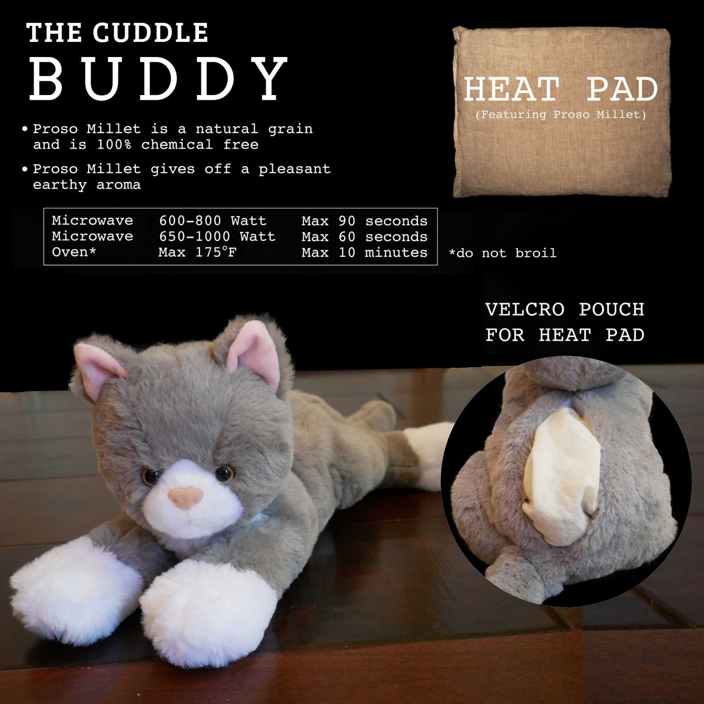 Microwavable Heating Pad Stuffed Animal Cat