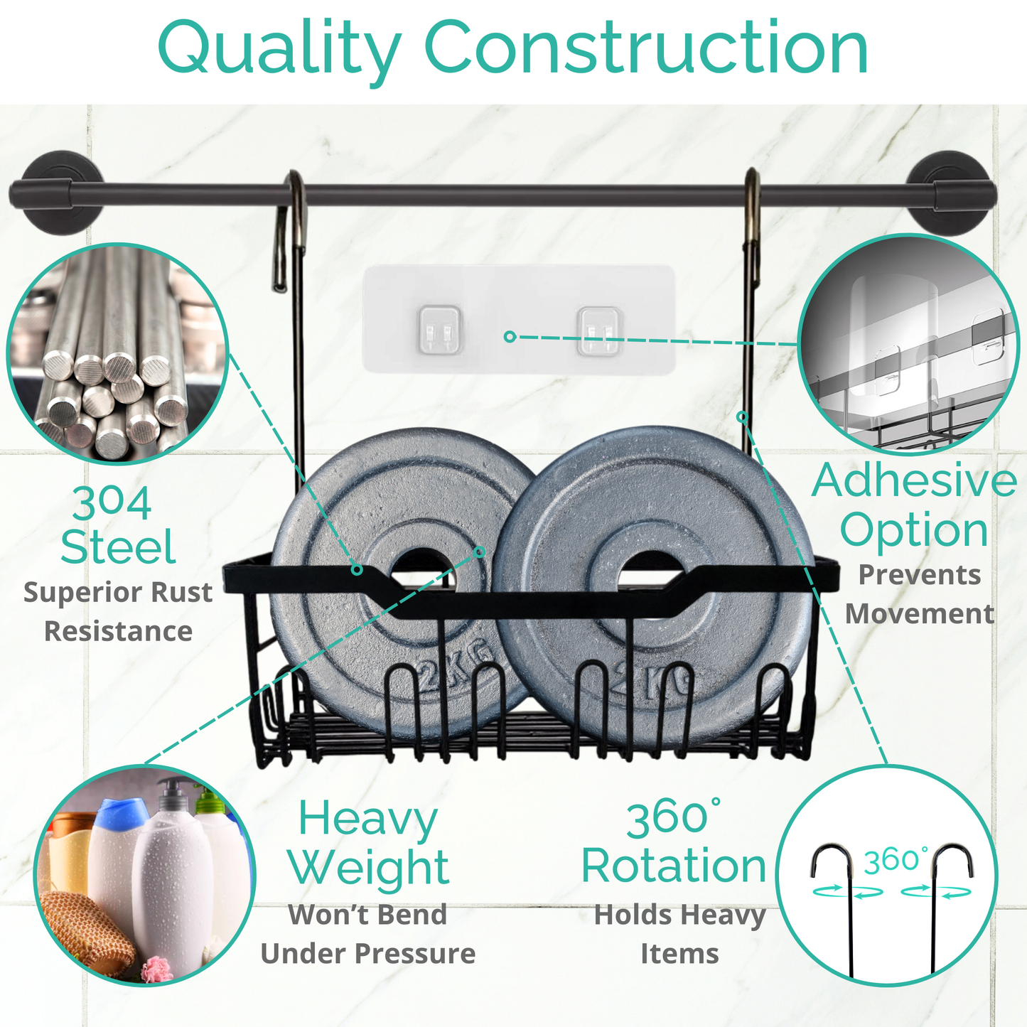 Single Tier Hanging Over the Door Shower Caddy