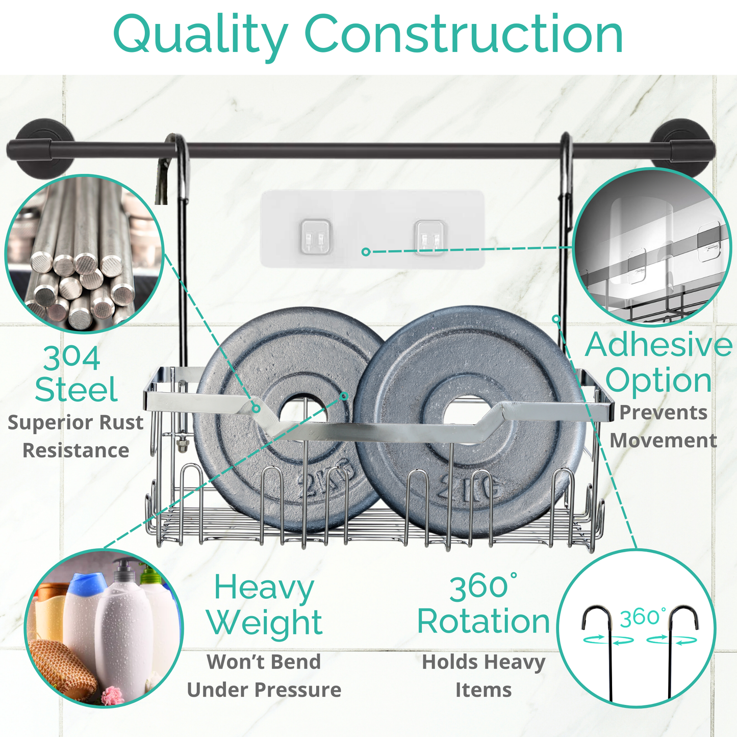 Single Tier Hanging Over the Door Shower Caddy