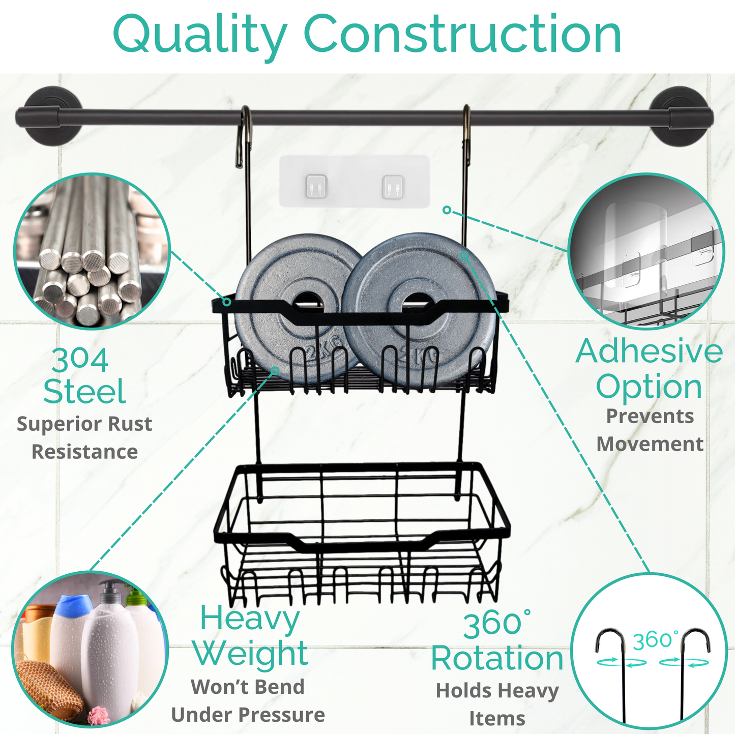 Double Tier Over the Door Hanging Shower Caddy
