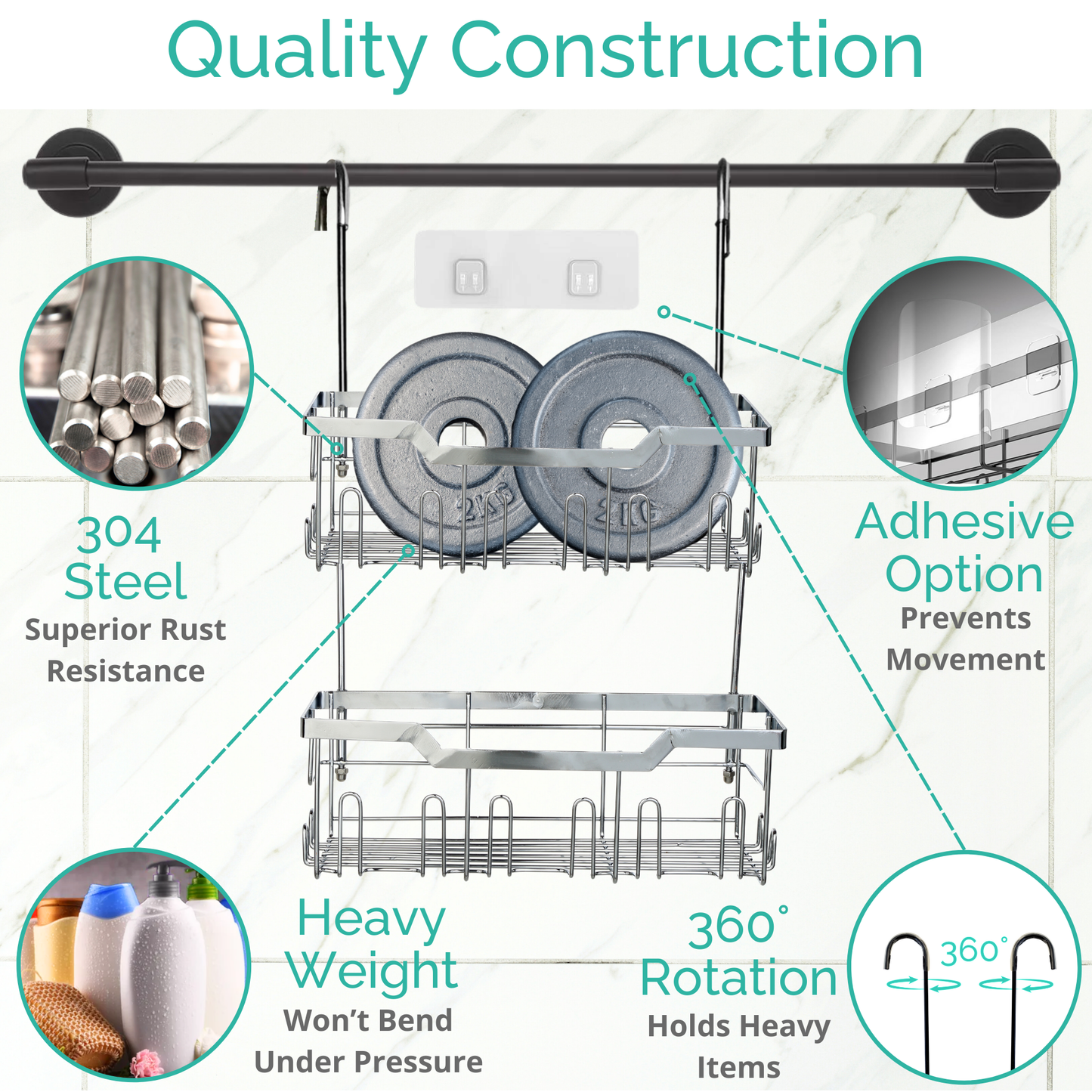 Double Tier Over the Door Hanging Shower Caddy