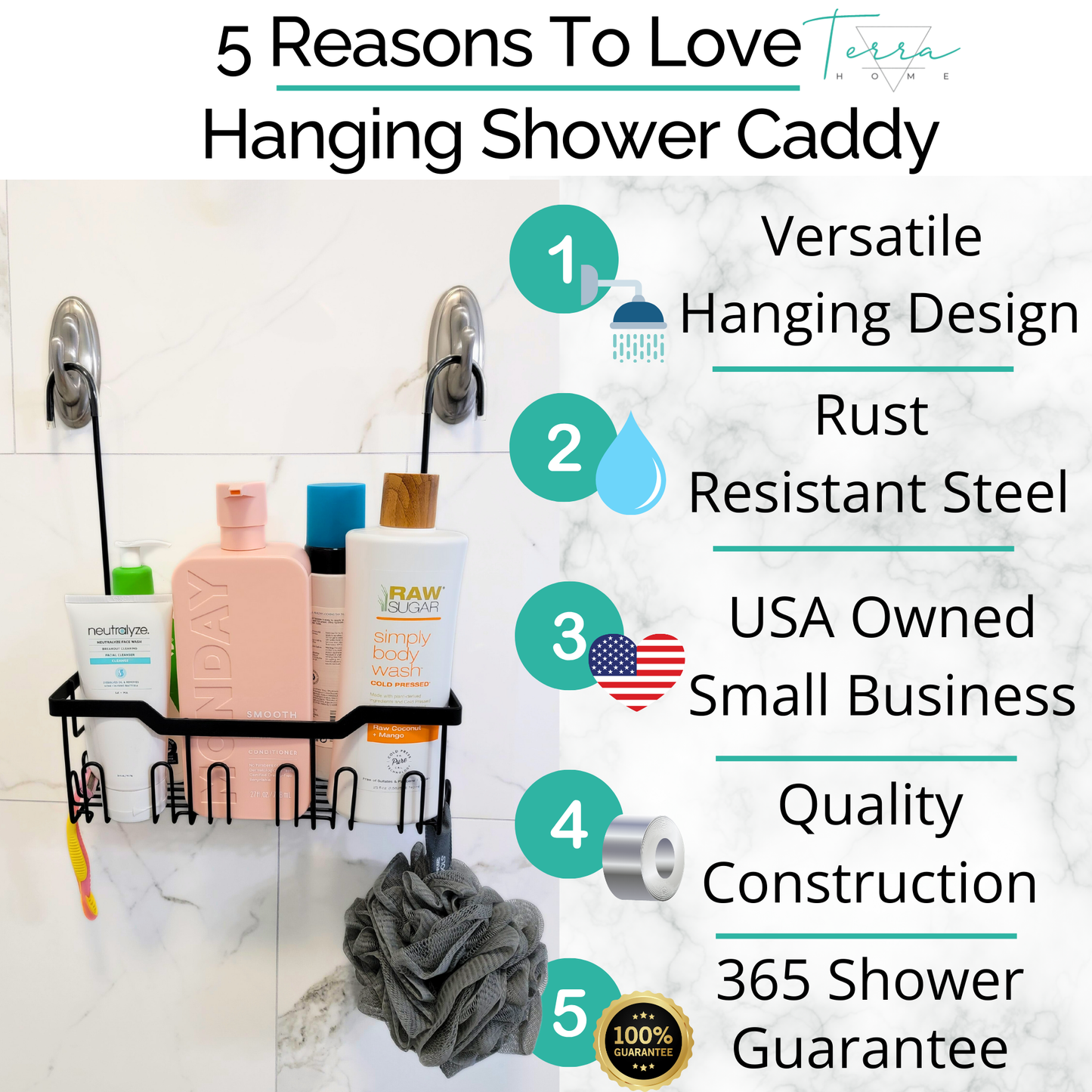 Single Tier Hanging Over the Door Shower Caddy