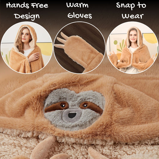 lulumaia Ultra Plush Hooded Wearable Sloth Blanket