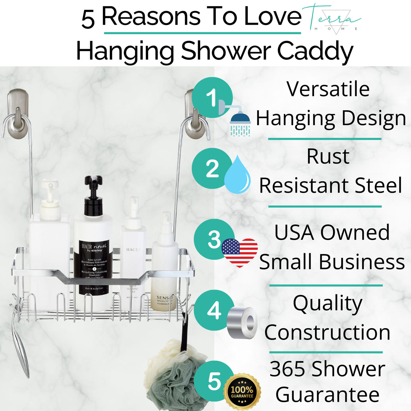 Single Tier Hanging Over the Door Shower Caddy