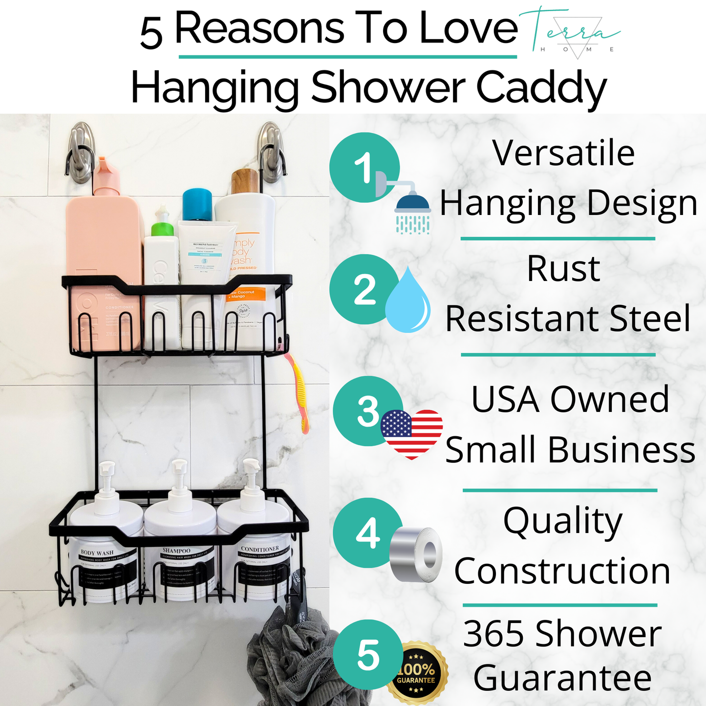 Double Tier Over the Door Hanging Shower Caddy