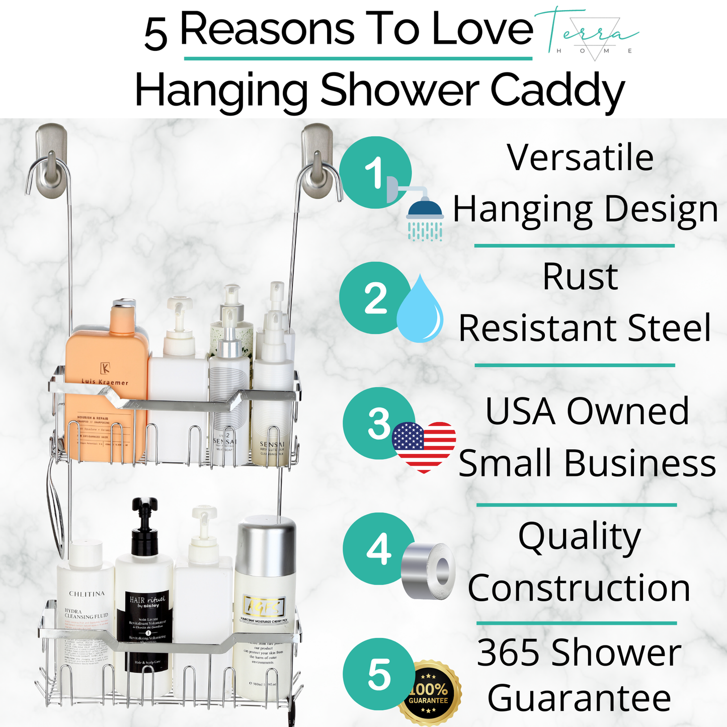 Double Tier Over the Door Hanging Shower Caddy
