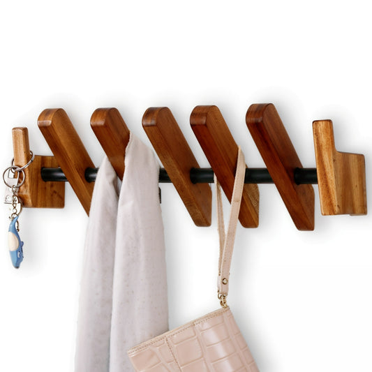 Wall Mount Coat Rack with Wooden Wall Hooks