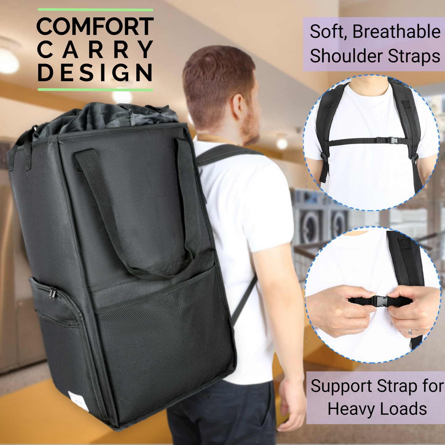 Laundry Backpack Hamper - College Dorm Room and Small Apartment Essential