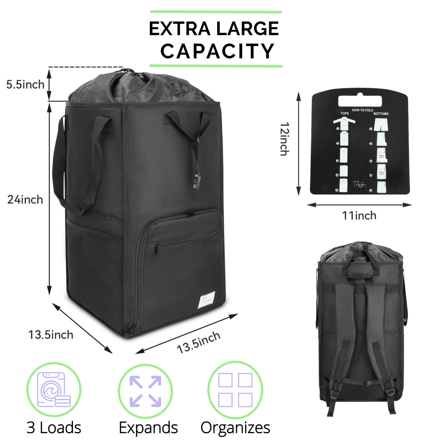 Laundry Backpack Hamper - College Dorm Room and Small Apartment Essential