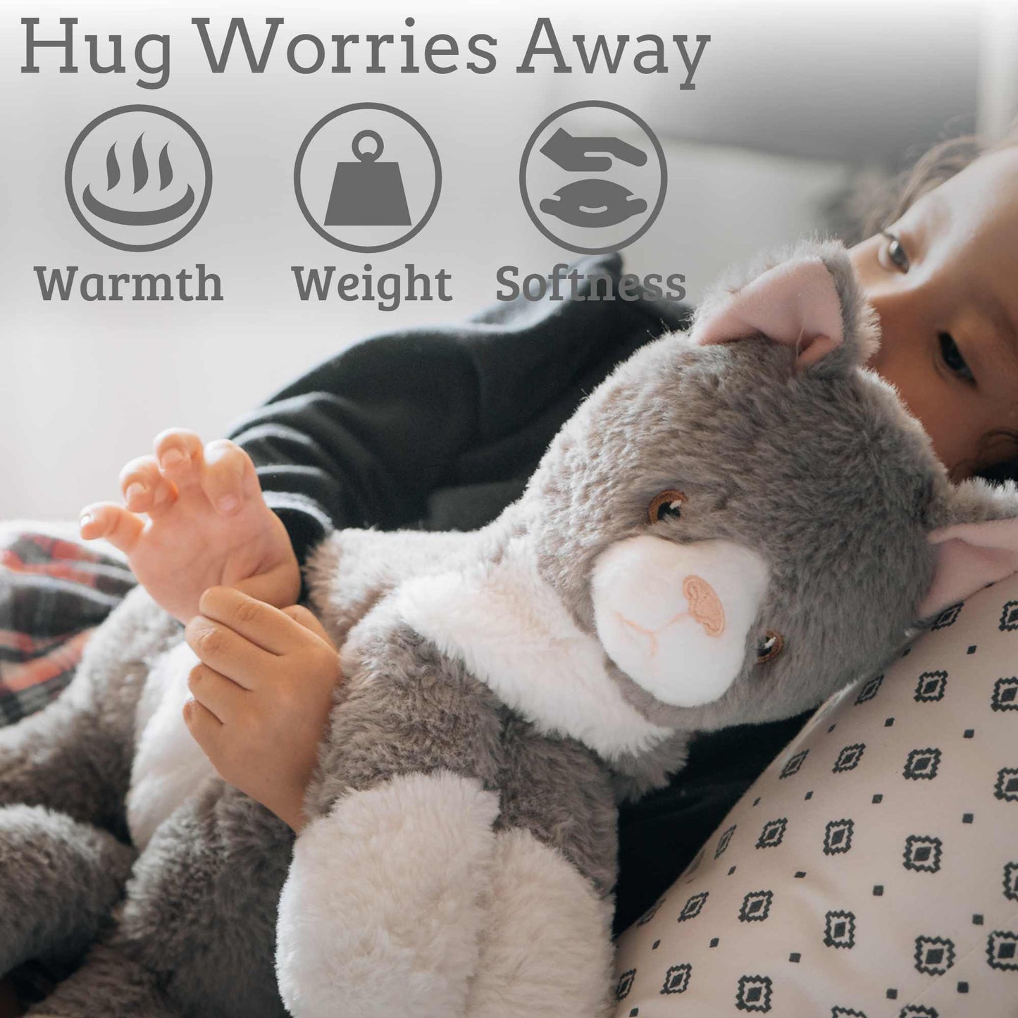 Microwavable Weighted Stuffed Animal - Soothe Anxiety with Weighted Warmth - Cat