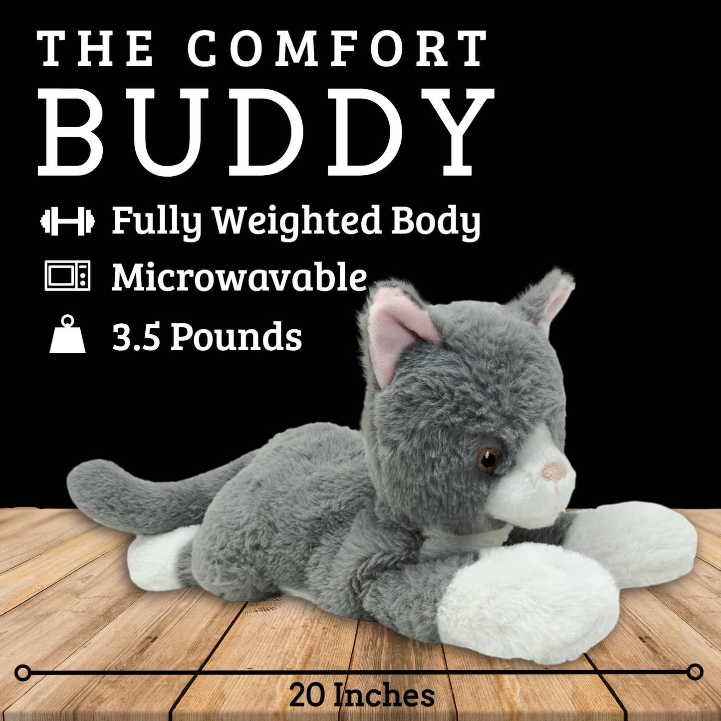 Microwavable Weighted Stuffed Animal - Soothe Anxiety with Weighted Warmth - Cat