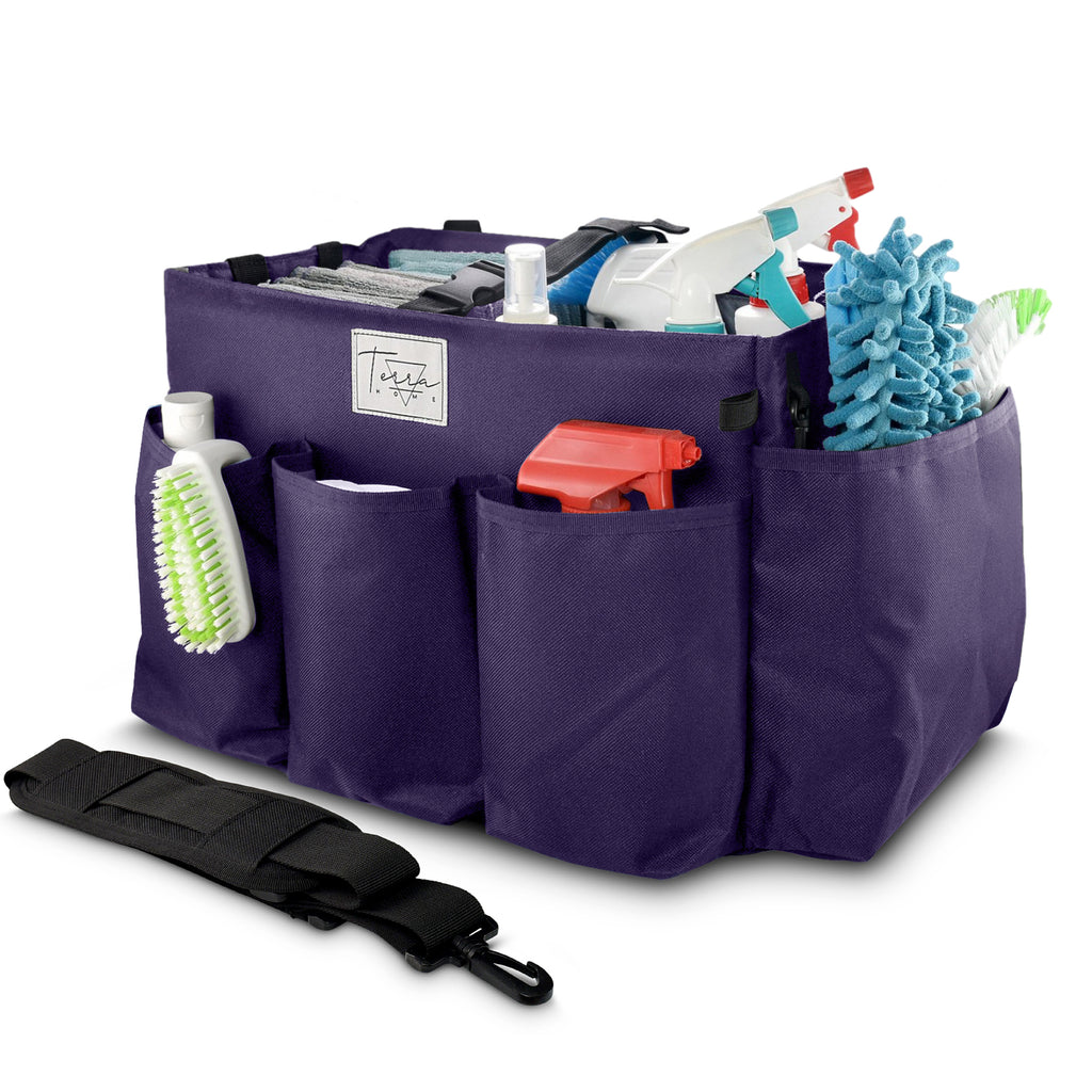 DERABY Cleaning Caddy with Handle and Shoulder Strap Organizer for